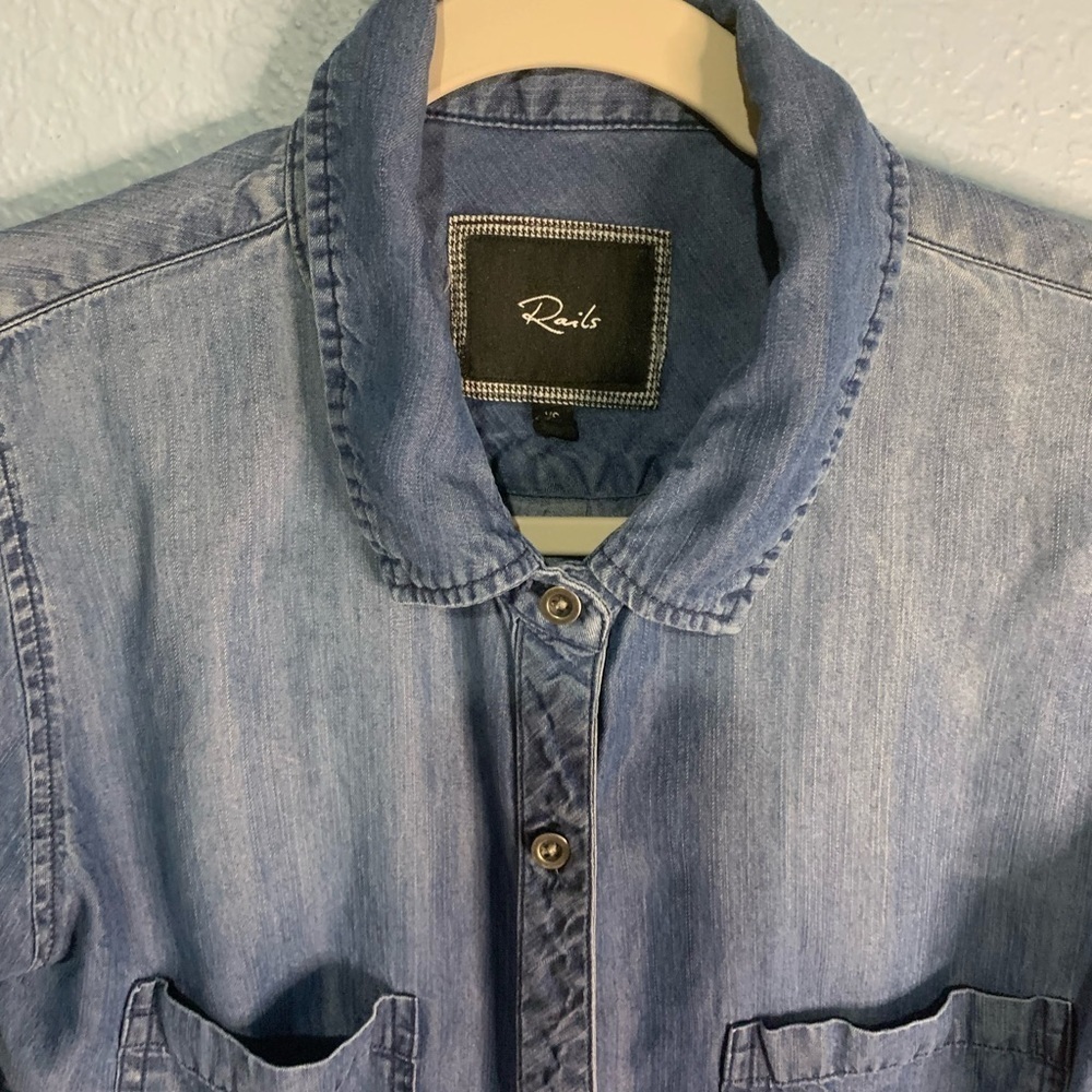 Rails Carter Blue Button Down Chambray Shirt Top - image 2